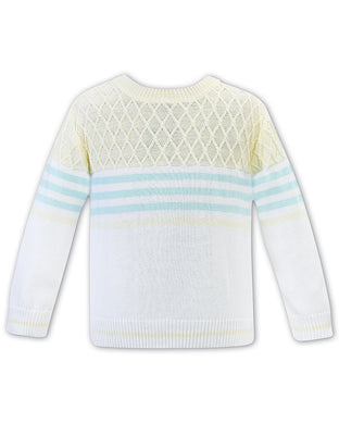Boys Round Neck Cotton Jumper with Block Colours and Stripes