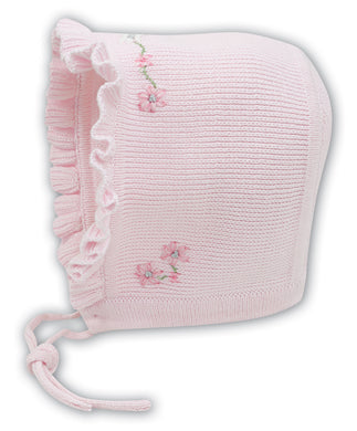 Baby Girls Embroided Detailed Trimmed Edge Bonnet