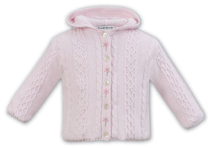 Girls Cable Knit Embroided Detail Hooded Jacket