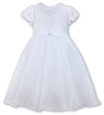 Girls Pearl Detailed Short Sleeved Ballerina Length Dress