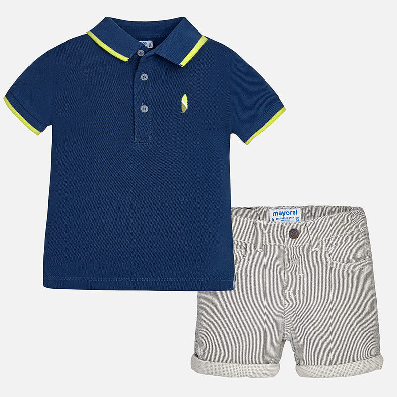 Polo Shirt & Striped Shorts Set