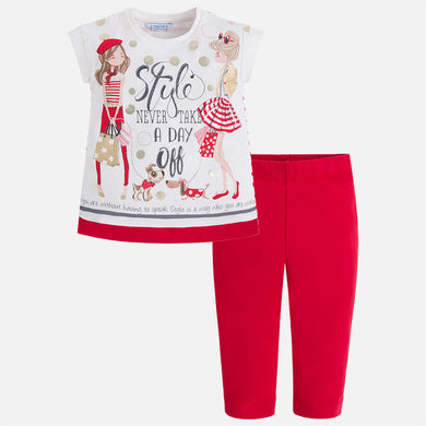 Girls Printed T-Shirt and Leggings Set