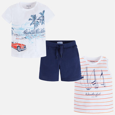 Shorts With 2 Printed Short Sleeved T-Shirts Set