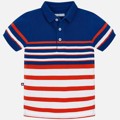 Boys Short Sleeved Striped Polo Shirt.