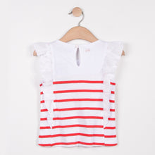 Frilled Detailed Striped T Shirt