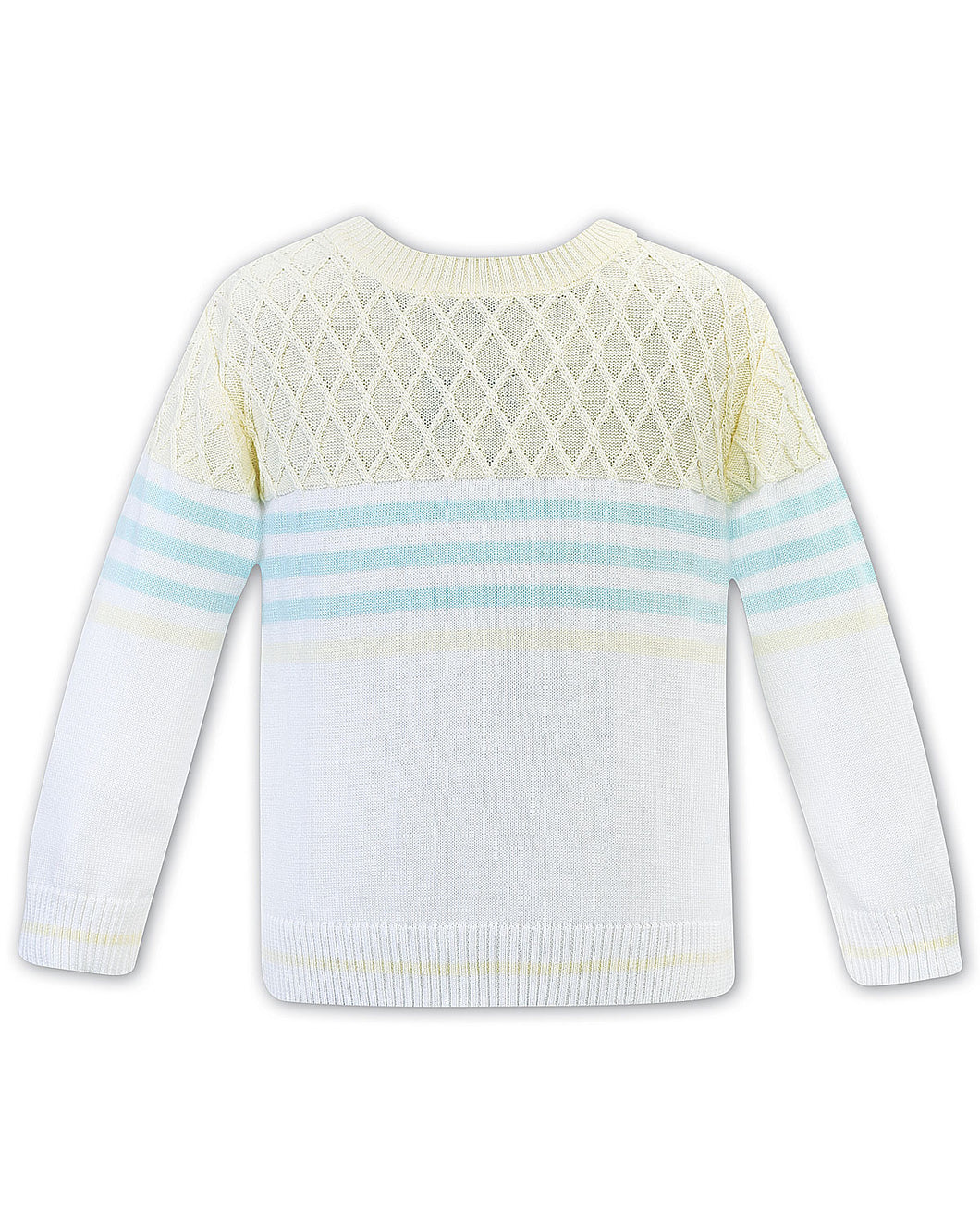 Boys Round Neck Cotton Jumper with Block Colours and Stripes