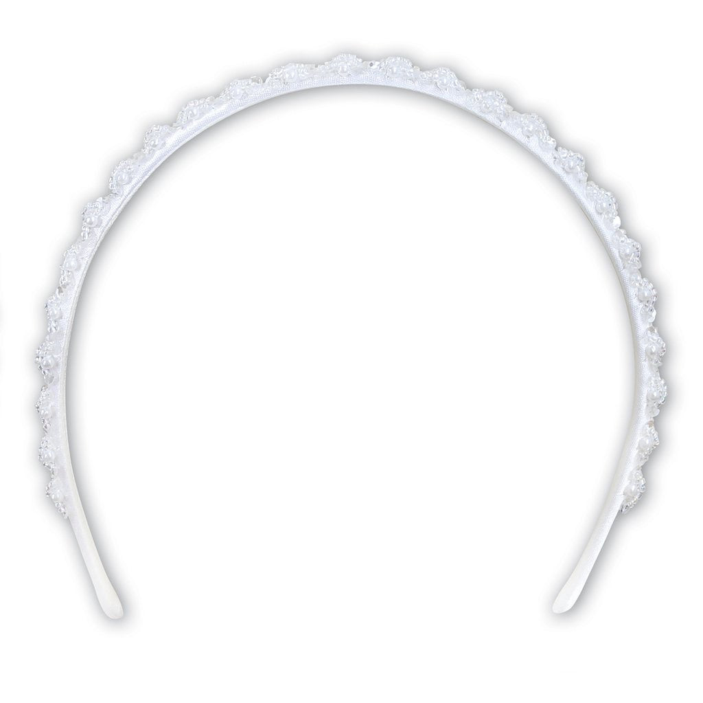Girls Headband with Applique and Gem Detail on a Comfort Fabric Band