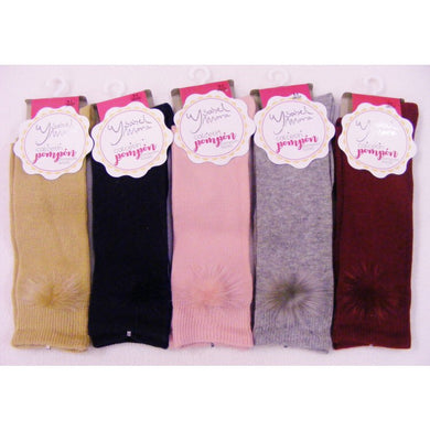 Spanish Acrylic Fur Pom 3/4 Socks