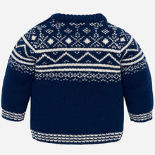 Boys Knitted Jacquard Detailed Sweater with Round Neckline and Side Button Opening