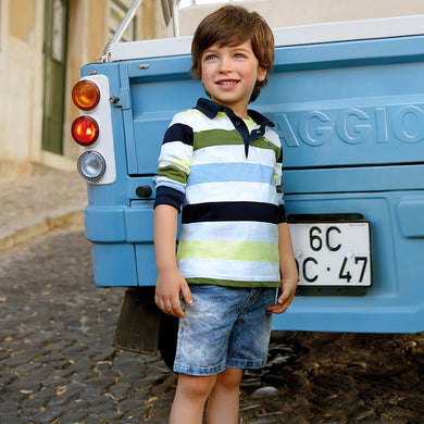 Boys Washed Effect Lightweight Denim Bermuda Shorts with Elasticated Adjustable Waist Front and Back Pockets