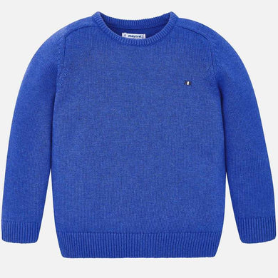 Boys Soft Knitted Round Neck Jumper with Mayoral Emblem