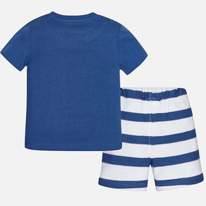 Boys Printed T-Shirt and Striped Shorts Set