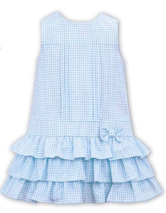 Gorgeous Layered Drop Waist Gingham Sleeveless Dress with Fabric Bow on Waistline