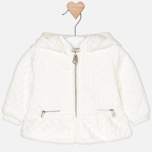 Baby Soft Padded Coat with detachable hood, with Peplum hem and Zip Detailed Front Pockets