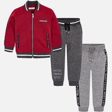 Boys 3 Piece Track Suit, 2 Pairs of Detailed Bottoms with Zip Up Detailed Jacket, Trim Cuffs and Collar
