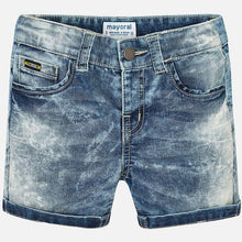 Boys Washed Effect Lightweight Denim Bermuda Shorts with Elasticated Adjustable Waist Front and Back Pockets