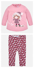 Girls Long Sleeved Print and Stud Detailed T-Shirt with Printed Leggings