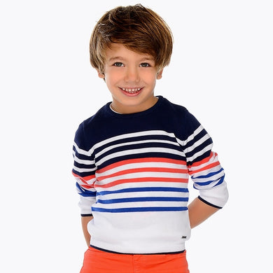 Boys Round Neck Striped Jumper