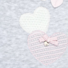 Baby Girls Set Long Sleeved Top with Contrasting Collar Applique Hearts and Bow Front Detail with Feet in Contrasting Bottoms