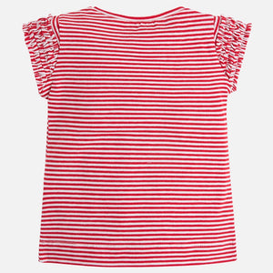 Striped T-Shirt With Ruffled Sleeves