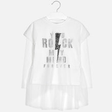 Girls T-Shirt with Combined Net Long Sleeved Detailed T-Shirt