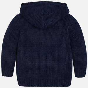 Boys Chunky Knitted Hooded Cardigan with inner Zip Fastening and Toggle Detailed Front Fastening and Front Pockets