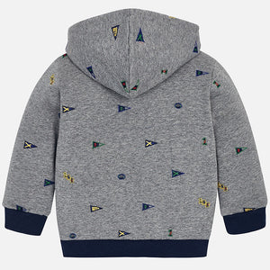 Boys Zip Up Hoodie with Embroidered Detail and Front