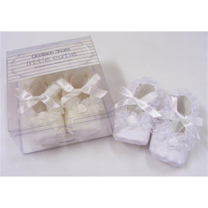 Baby Girls Silk Look Frilly Bow Tie Shoes