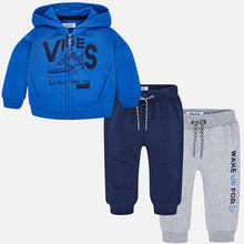 Boys 3 Piece Tracksuit, 2 Pairs Jogging Bottoms with Plush Print Detailed Zipped Front Hoody