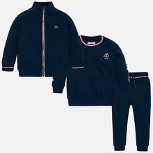 Boys 3 Piece Sporty Tracksuit Consists of Zip Fastening Jacket, Sweatshirt and Jogging Bottoms with Contrasting Trims and Pockets
