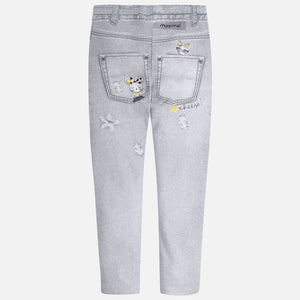 Girls Grey Jeggings / Leggings with Additional Detail