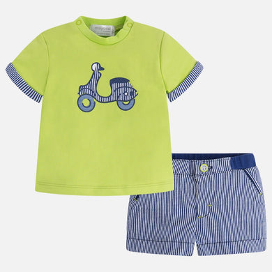 Boys Scooter T-Shirt & Striped Shorts Set