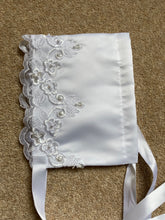 Baby Girls Christening Embroided Pearl Detail Dress and Bonnet