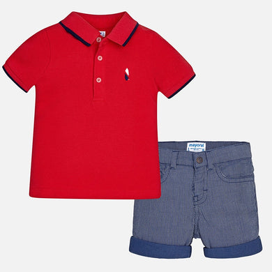 Boys Polo Shirt & Striped Shorts Set