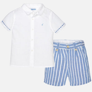 Boys Linen Shorts and Shirt Set