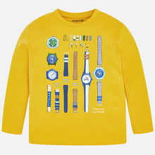 Boys Long Sleeved T-Shirt with Watch Detail Print on Front