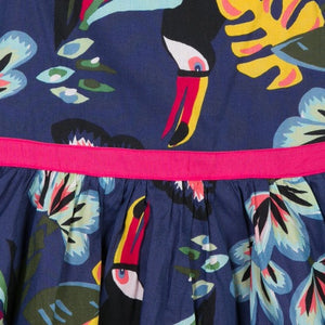 Girls Sleeveless Dress Pelican Tropical Print