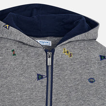 Boys Zip Up Hoodie with Embroidered Detail and Front