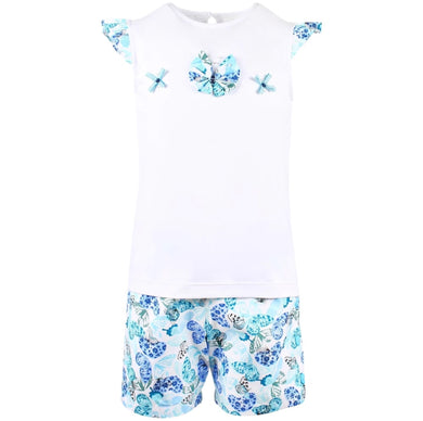 Girls Butterfly Detailed T-Shirt and Shorts Set