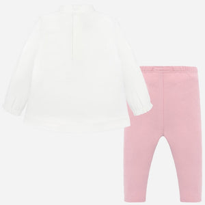 Girls Legging Set in Soft Stretch Cotton Long Sleeved Applique and Shimmer Detailed T Shirt and Contrasting Leggings