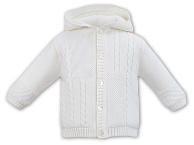 Boys Fully Lined,  Knit Cable Detailed Jacket with Hood