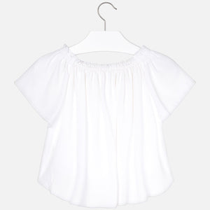 Girls Delicate Layered Chiffon On or Off Shoulder Blouse. Elasticated round the Neckline and Waist