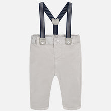Baby Boys Grey Soft Chino Trousers with Stripped Detailed Braces