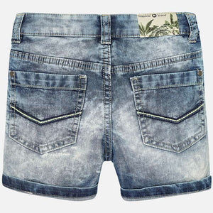Boys Washed Effect Lightweight Denim Bermuda Shorts with Elasticated Adjustable Waist Front and Back Pockets