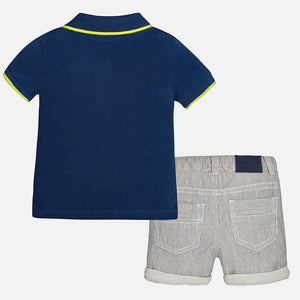 Polo Shirt & Striped Shorts Set