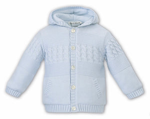 Baby Boys Fully Lined, Hooded, Cable Detailed Knitted Jacket