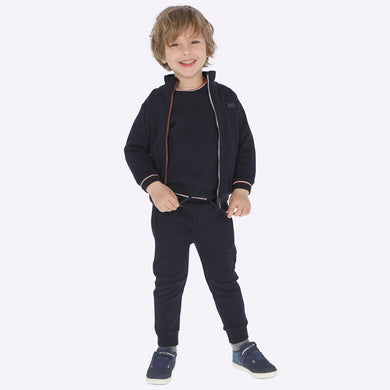 Boys 3 Piece Sporty Tracksuit Consists of Zip Fastening Jacket, Sweatshirt and Jogging Bottoms with Contrasting Trims and Pockets