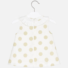 Girls Polka Dot Round Neck Sleeveless Blouse with Zip Back Fastening Matched with Soft Cotton 5 Pocket Shorts with Applique Detail  2 Piece Set