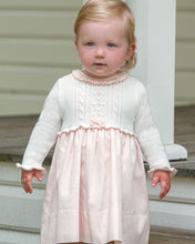 Beautiful Long Sleeved Dress, Detailed Fine Knitted Bodice with Contrasting Trim on Collar Matching Delicate Detailed Skirt