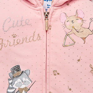 Girls Cute Friends Soft Cotton Tracksuit with Glitter and Print Detailed Hooded Top and Matching Glitter Spot Bottoms
